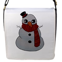 Kawaii Snowman Flap Messenger Bag (s) by Valentinaart