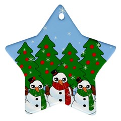 Kawaii Snowman Star Ornament (two Sides) by Valentinaart