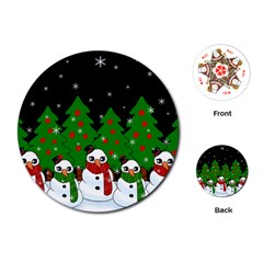 Kawaii Snowman Playing Cards (round)  by Valentinaart