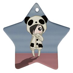 Kawaii Panda Girl Ornament (star) by Valentinaart