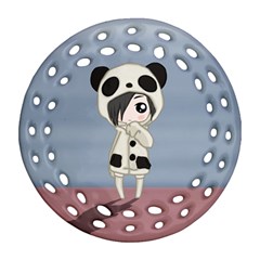 Kawaii Panda Girl Ornament (round Filigree) by Valentinaart