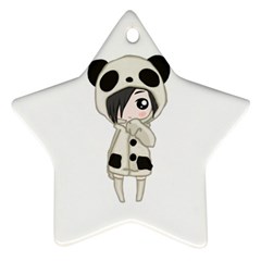 Kawaii Panda Girl Star Ornament (two Sides) by Valentinaart