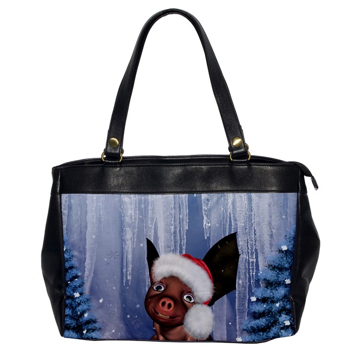 Christmas, Cute Little Piglet With Christmas Hat Office Handbags