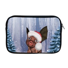 Christmas, Cute Little Piglet With Christmas Hat Apple Macbook Pro 17  Zipper Case by FantasyWorld7