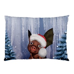 Christmas, Cute Little Piglet With Christmas Hat Pillow Case (two Sides) by FantasyWorld7