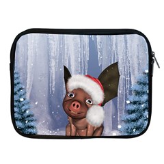 Christmas, Cute Little Piglet With Christmas Hat Apple Ipad 2/3/4 Zipper Cases by FantasyWorld7