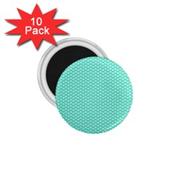 Tiffany Aqua Blue With White Lipstick Kisses 1 75  Magnets (10 Pack)  by PodArtist