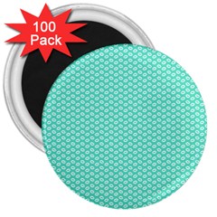 Tiffany Aqua Blue With White Lipstick Kisses 3  Magnets (100 Pack) by PodArtist