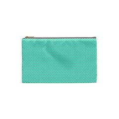 Tiffany Aqua Blue With White Lipstick Kisses Cosmetic Bag (small)  by PodArtist