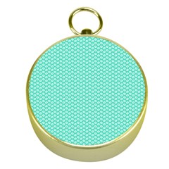 Tiffany Aqua Blue With White Lipstick Kisses Gold Compasses by PodArtist