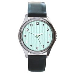 Tiffany Aqua Blue Lipstick Kisses On White Round Metal Watch by PodArtist