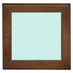 Tiffany Aqua Blue Lipstick Kisses On White Framed Tiles