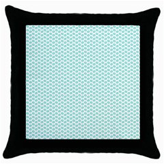 Tiffany Aqua Blue Lipstick Kisses On White Throw Pillow Case (black) by PodArtist