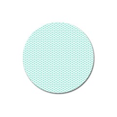 Tiffany Aqua Blue Lipstick Kisses On White Magnet 3  (round) by PodArtist