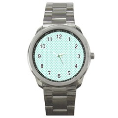 Tiffany Aqua Blue Lipstick Kisses On White Sport Metal Watch by PodArtist