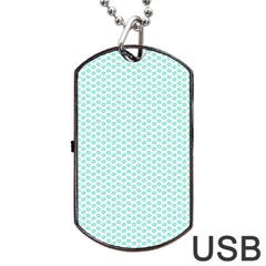 Tiffany Aqua Blue Lipstick Kisses On White Dog Tag Usb Flash (one Side) by PodArtist