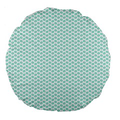 Tiffany Aqua Blue Lipstick Kisses On White Large 18  Premium Round Cushions by PodArtist