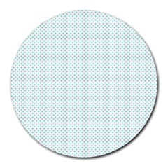 Tiffany Aqua Blue Candy Polkadot Hearts on White Round Mousepads