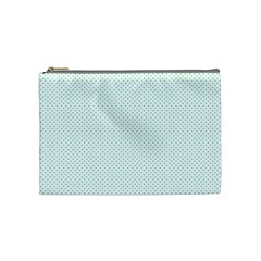 Tiffany Aqua Blue Candy Polkadot Hearts on White Cosmetic Bag (Medium) 