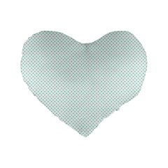 Tiffany Aqua Blue Candy Polkadot Hearts On White Standard 16  Premium Heart Shape Cushions by PodArtist