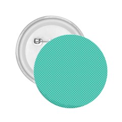 White Polkadot Hearts On Tiffany Aqua Blue  2 25  Buttons by PodArtist