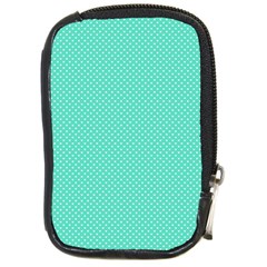 White Polkadot Hearts On Tiffany Aqua Blue  Compact Camera Cases