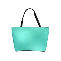 White Polkadot Hearts On Tiffany Aqua Blue  Shoulder Handbags