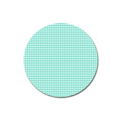 Tiffany Aqua Blue Candy Hearts On White Magnet 3  (round) by PodArtist