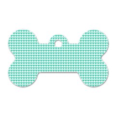 Tiffany Aqua Blue Candy Hearts On White Dog Tag Bone (one Side) by PodArtist