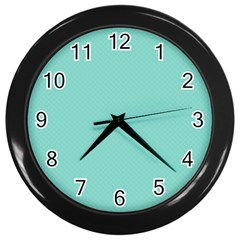 Tiffany Aqua Blue Puffy Quilted Pattern Wall Clocks (black) by PodArtist