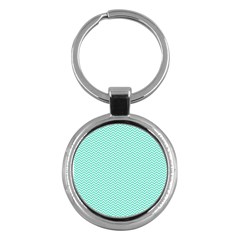 Tiffany Aqua Blue Chevron Zig Zag Key Chains (round) 