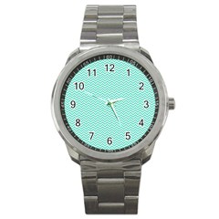 Tiffany Aqua Blue Chevron Zig Zag Sport Metal Watch by PodArtist