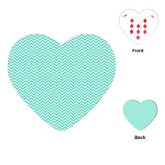 Tiffany Aqua Blue Chevron Zig Zag Playing Cards (heart) 