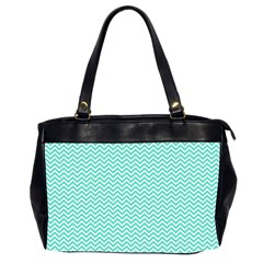 Tiffany Aqua Blue Chevron Zig Zag Office Handbags (2 Sides)  by PodArtist