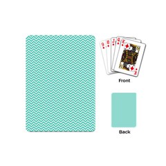 Tiffany Aqua Blue Chevron Zig Zag Playing Cards (mini)  by PodArtist