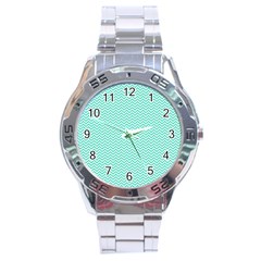 Tiffany Aqua Blue Chevron Zig Zag Stainless Steel Analogue Watch