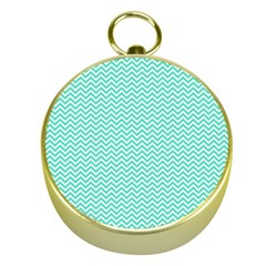 Tiffany Aqua Blue Chevron Zig Zag Gold Compasses by PodArtist