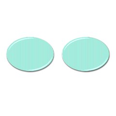 Classy Tiffany Aqua Blue Sailor Stripes Cufflinks (oval) by PodArtist