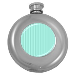 Classy Tiffany Aqua Blue Sailor Stripes Round Hip Flask (5 Oz) by PodArtist