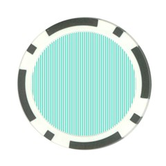 Classy Tiffany Aqua Blue Sailor Stripes Poker Chip Card Guard by PodArtist