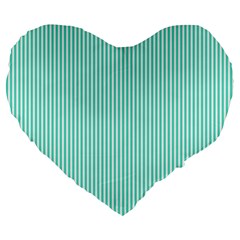 Classy Tiffany Aqua Blue Sailor Stripes Large 19  Premium Heart Shape Cushions by PodArtist
