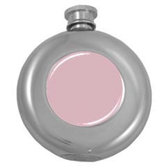 Baby Pink Stitched And Quilted Pattern Round Hip Flask (5 Oz) by PodArtist