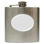 Bright White Stitched and Quilted Pattern Hip Flask (6 oz) Front