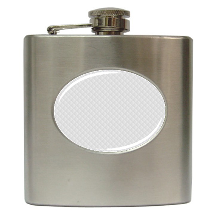 Bright White Stitched and Quilted Pattern Hip Flask (6 oz)