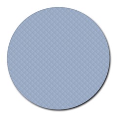 Powder Blue Stitched And Quilted Pattern Round Mousepads by PodArtist