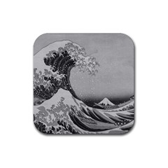 Black And White Japanese Great Wave Off Kanagawa By Hokusai Rubber Coaster (square)  by PodArtist