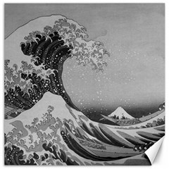 Black And White Japanese Great Wave Off Kanagawa By Hokusai Canvas 20  X 20   by PodArtist