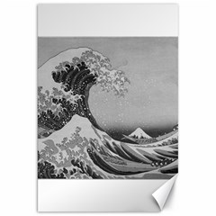 Black And White Japanese Great Wave Off Kanagawa By Hokusai Canvas 20  X 30   by PodArtist