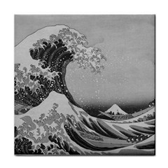 Black And White Japanese Great Wave Off Kanagawa By Hokusai Face Towel by PodArtist