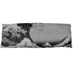 Black And White Japanese Great Wave Off Kanagawa By Hokusai Body Pillow Case Dakimakura (two Sides) by PodArtist